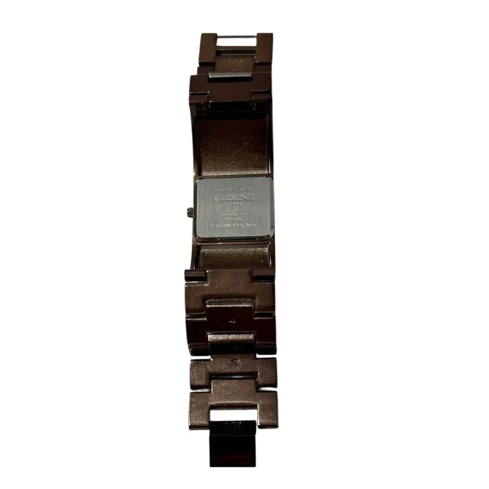 Elgin II Womens Watch Metallic Brown Crystal Bracelet EL1007B Need Battery 6.75